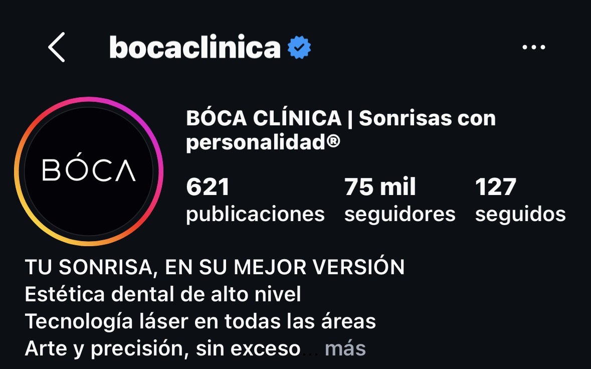 Perfil de Instagram de bocaclinica