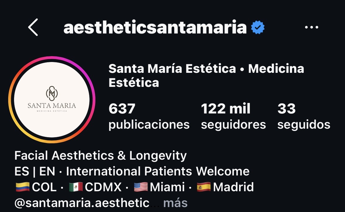 Perfil de Instagram de aestheticsantamaria